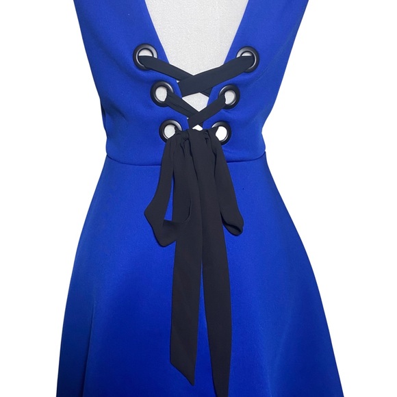 Topshop Eyelet Lace-Up Asymmetrical Dress Blue Sz 8. - Picture 5 of 5